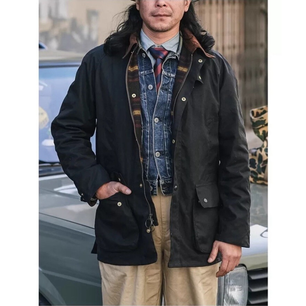 Non Stock Light Waxed Country Jacket Heritage Style Mens 4-Pocket Outerwear Coat
